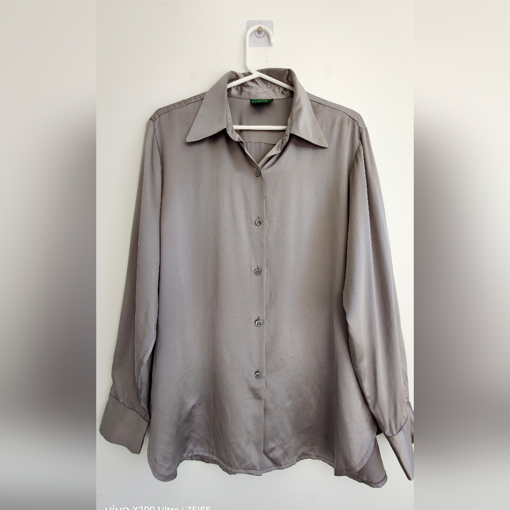 J. Crew Silver Silk Blouse